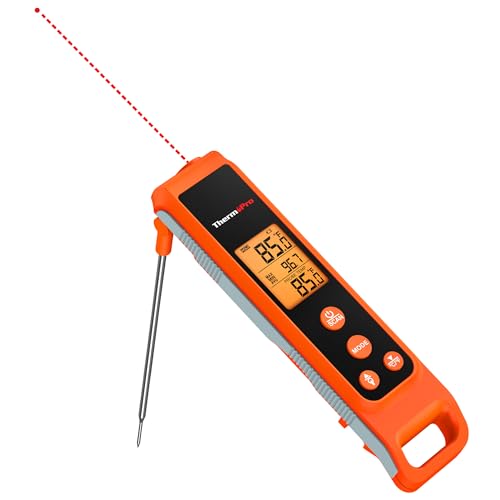 ThermoPro TP420 2-in-1 Instant Read Thermometer for Cooking, Infrared Thermometer Cooking Thermometer with Meat Probe, Non-Contact Laser Meat Thermometer for Griddle Grill Pizza Oven HVAC Pool