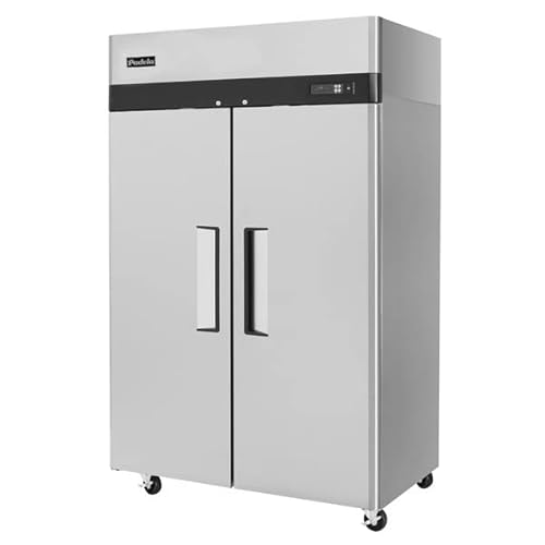 Lucky Kitchen 52 inch Double 2 Door Side By Side Stainless Steel Reach in Commercial Refrigerator for Restaurant, 45 Cubic Feet
