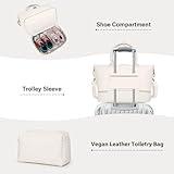 Leather Weekender Bags for Women, Travel Duffel Bag PU Overnight Bag Carry On Tote Bag with Shoe Compartment Wet Pocket