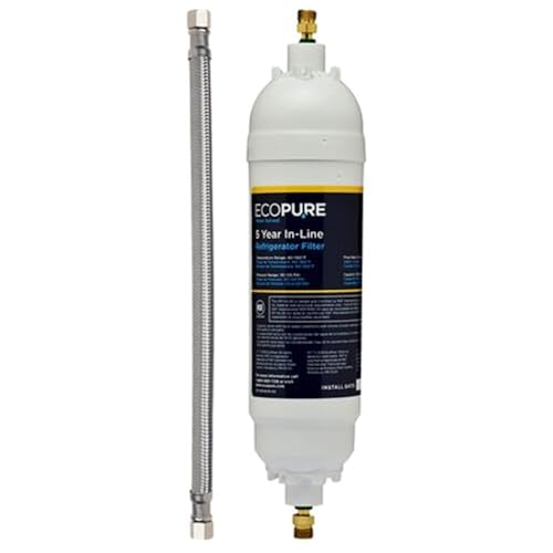 EcoPure EPINL30 5 Year in-Line Refrigerator Filter-Universal Includes Both 1/4" Compression and Push to Connect Fittings , White