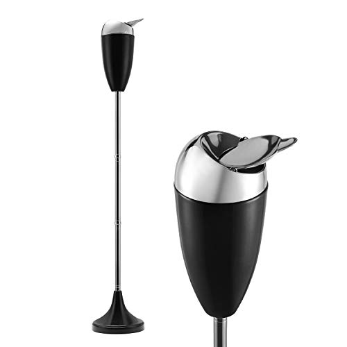 Adjustable Ashtray with Lid, Smokeless Windproof Outdoor Standing Tall Stand Ash Butt Holder for Home Patio, Black Outside Cigar Ash Tray Cigarette Butt Disposal Receptacle in 20", 27.5", 35" Heights