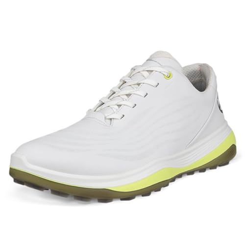 ECCO Men's LT1 Hybrid Waterproof Golf Shoe, White/Yellow, 10-10.5