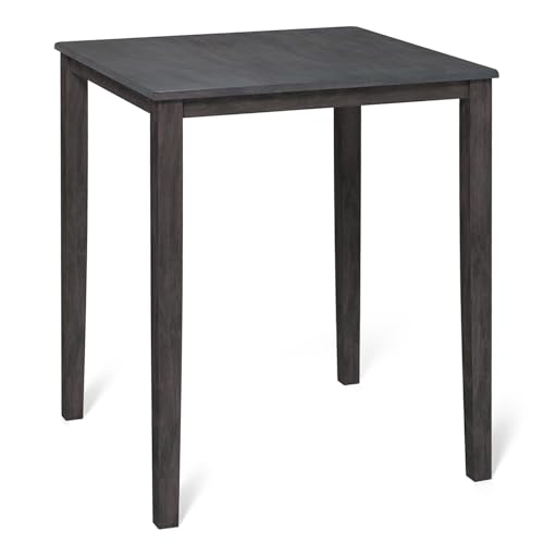 Giantex Square Dining Table with Solid Wood Frame, 220lbs Capacity, 30"x30"x36" Kitchen Table for 4-Person, Counter Height Bar Tables for Small Space, Dining Room, Living Room, Pub, Apartment, Grey