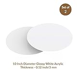 Lacupella Cake Board 10 Inch - Reusable White Glossy Acrylic Round Disk Set of 2-1/8 or 0.12 inch Thickness for Cake Presentation Replacing Corrugated Board