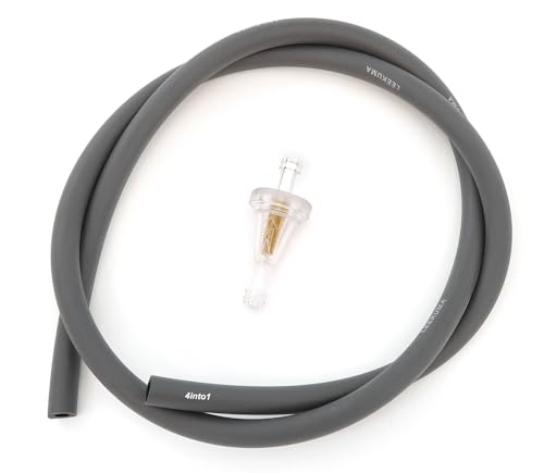 Grey Fuel/Vent Line & Filter Set - 5.3mm 1/4" - 1 Meter (3 Feet) - Fits Honda Kawasaki Suzuki Yamaha Motorcycles ATV Scooters