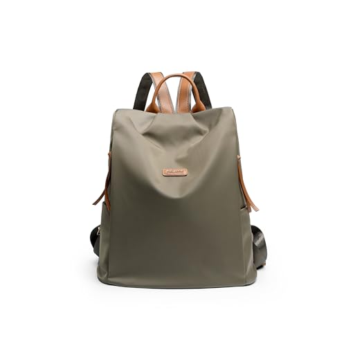 GELANNI Women's Backpack Purse Nylon Anti-theft Water Resistant Lightweight Small Shoulder Bags for Travle Cute Fashion Computer Bag for Work Daily Laptop Backpack Ladies Army Green