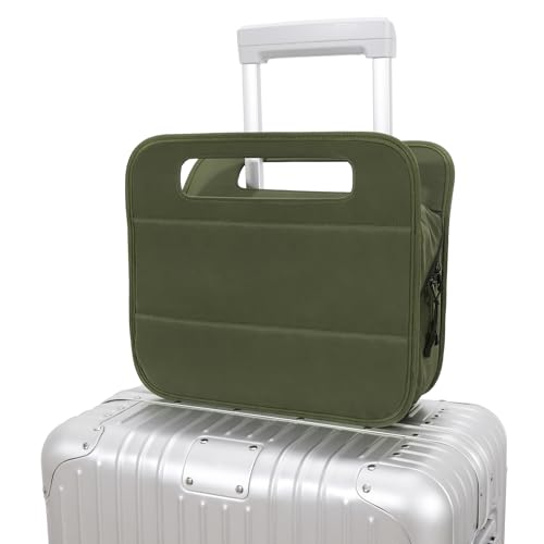 CONTAIL 13 Inch 3L 4-in-7 Travel Essentials Organizer, Small Business Handbag, Suitcase Drink Holder,Phone Tablet Holder,Airport Accessories Storage,Army Green