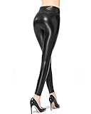 Ginasy Faux Leather Leggings Pants Stretchy High Waisted Tights for Women (Black, Medium)