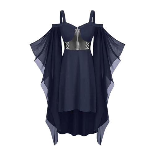 Medieval Dress for Women Gothic Dresses for Women Halloween Medieval Renaissance Ren Faire Corset Cold Shoulder Batwing Sleeve Chiffon Dress Disfraz De Halloween para Mujeres