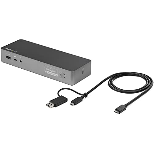 StarTech.com Universal Laptop Docking Station, Hybrid USB-C/USB-A Dock, Dual 4K DP/HDMI, 60W PD, Mac/Windows/Chrome OS, NIC