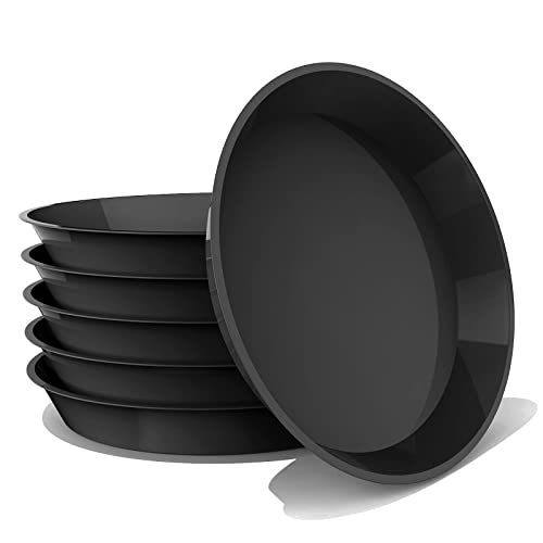 DUNPUTE 6 Pack Plant Saucer 12 14 16 18 20 22 Inch Plastic Plant Tray, Sturdy and Durable Flower Pot Container Accessories Plant Pot Saucers for Indoor and Outdoor (20 Inch, Black)