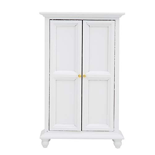 1:12 Scale Door, Miniature Doll House Wardrobe White Wooden Double Door Household Closet