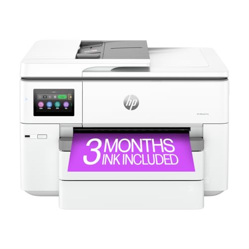 HP OfficeJet Pro 9730e Wide Format Wireless All-in-One Color Inkjet Printer, Print, scan, Copy up to 11x17', ADF, Duplex Printing Best for Office, 3 Months of Instant Ink Included (537P6A)