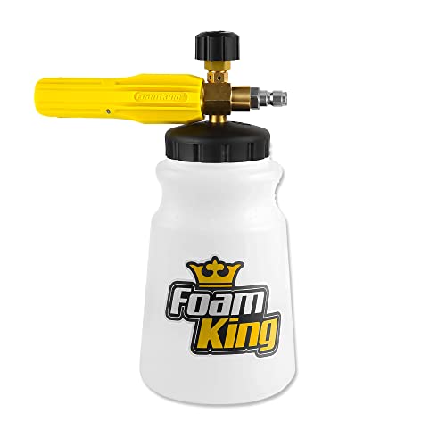 Clean Car USA Foam King Foam Cannon for Pressure Washer, Car Wash Soap Sprayer with 1/4" Quick Connector, Wide-Neck Bottle, Adjustable Snow Foam Blaster for Auto Detailing, Trucks, Motorcycles & More