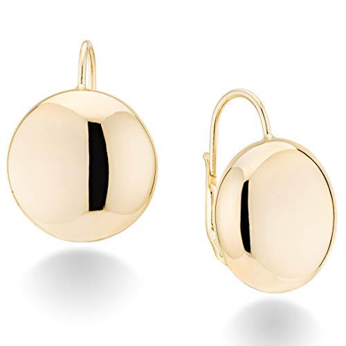 MiaBella 18K Gold Over Sterling Silver Italian High Polished Round Dome Button Bead Ball Statement Leverback Earrings for Women 925 Made in Italy (12mm)