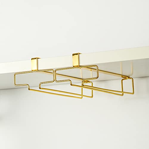 LINFIDITE Gold Under Cabinet Wine Glass Holder, 2 Pack, Space Saving, Easy Installation, Anti-Skid, Compact Design, Sturdy Materials, Affordable Gift