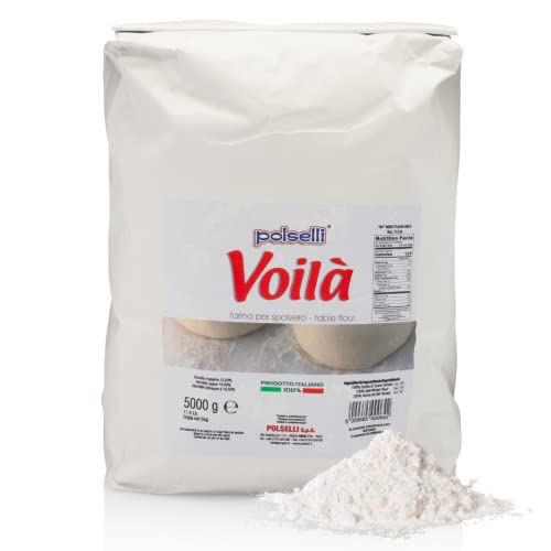 POLSELLI Voila, Table and Dusting Flour, Soft Wheat, Pizza, Baking, Pasta, Italy, Spolvero, All Natural, Non GMO, Not Bleached(5 kg) 11 lbs