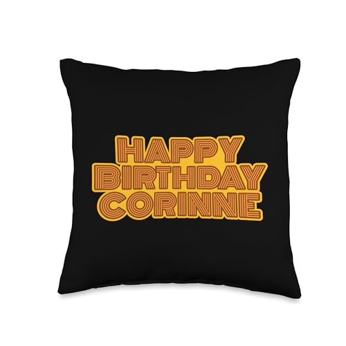 Happy Birthday Corinne Personalized Name Retro Typography Throw Pillow