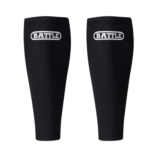 Battle Sports Performance Football Leg Sleeve - Turf Protection Ultra-Tight Leg Compression Sleeve - Black/White, Adult S/M