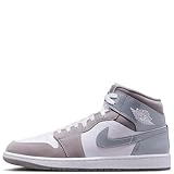Air Jordan 1 Mid SE Men's Shoes (HF3216-100, White/Medium Grey/Cool Grey) Size 9.5