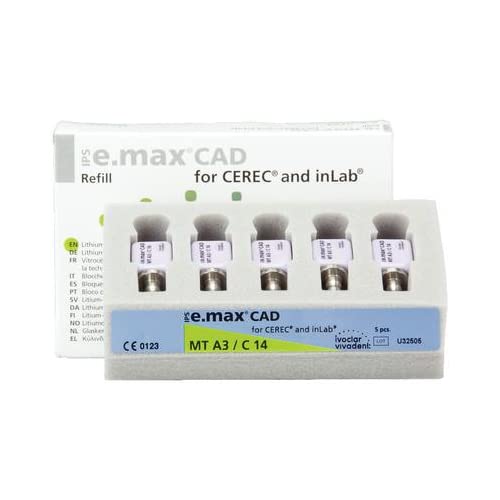 Ivoclar Vivadent 680030 IPS e.max CAD CEREC Blocks InLab MT A3 C14 5/Pk