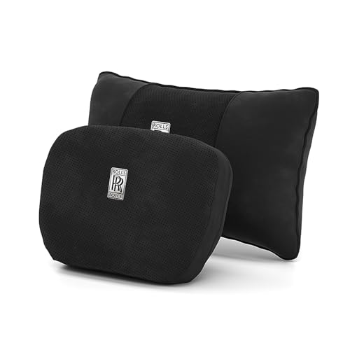 JYHSHOP Car Seat Headrest Lumbar Cushion for Rolls-Royce Phantom VIII 2013-2022 Softness Memory Foam Lumbar Support Pillow Removable mesh Cover Relieve Back and Neck Pain,C3