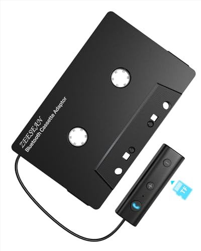 zeesean Car Bluetooth 5.1 Cassette Adapter Support TF Card, Wireless Cassette Aux, Car Audio Bluetooth Receiver, Tape Player Adapter for Vehicle