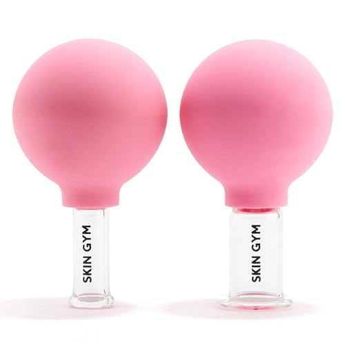 Skin Gym Facial Cupping Set, Glass Face Cupping Tool for Massage Therapy, Sculpting, & Toning Chin, Jawline & Neck, 2 Piece
