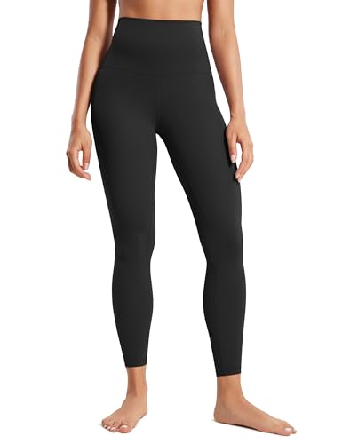 CRZ YOGA Super High Waisted Butterluxe Yoga Pants 25 Inches - Buttery Soft Workout Leggings for Women Over Belly Black Small