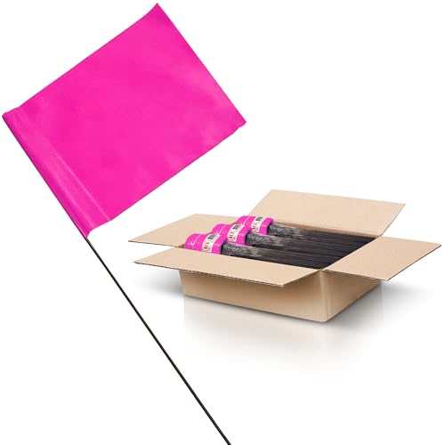 Pink Marking Flags 1000 Pack - 4x5x21 Inch Pink Flags for Yard - Markers For Lawn, Irrigation, Landscaping, Survey & Sprinkler Head Marking