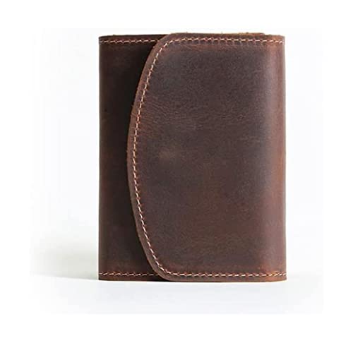 GenSDH Wallet Small Leather Wallet Vintage Short Card Holder Unisex with Zipper Coin Purses for Coins and Cards Tear-Resistant,Brown,9x10.2cm