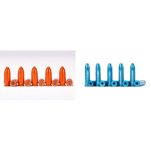 A-ZOOM 9MM Luger SNAP Cap, Orange, 10PK, (15416) & Azoom 22 LR Dummy Rounds 10 Pack 10-Pack Precision Dummy Rounds Fits 22 LR Action Proving
