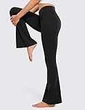 CRZ YOGA Butterluxe Crossover Flare Leggings for Women 31" - High Waist V Cross Bootcut Bell Bottoms Tummy Control Yoga Pants Black Medium