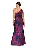 Adrianna Papell Women's One Shoulder Jacquard Gown, Navy/Orchid