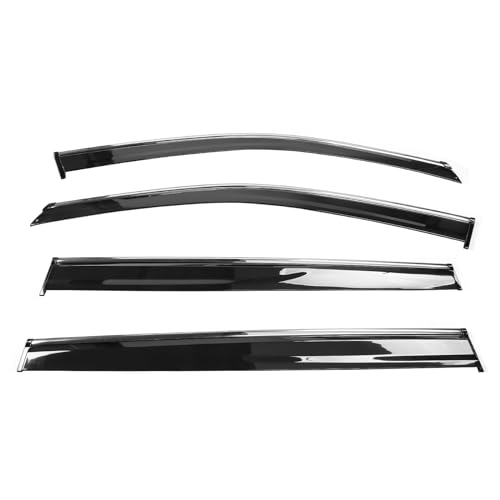 IKON MOTORSPORTS, Window Visors w/Chrome Trim Compatible with 2014-2019 Toyota Highlander, PC Injection Sun Rain Wind Guards Vent Deflectors, 2015 2016 2017 2018