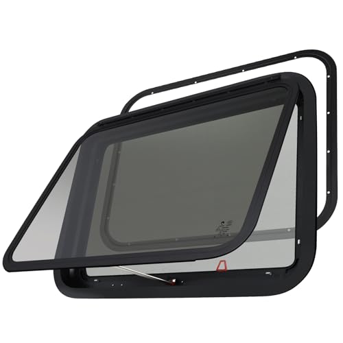NOVINO RV Exit Window Replacement, 36" W x 22" H Camper RV Emergency Window for Cargo Trailer Camper Van Truck with Net Screen&Trim Ring for 1" or 1-1/2" Wall Thickness,DOT Approved