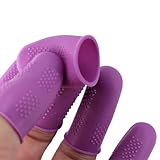 Finger Protectors [Flex Series - 12-Pack] Silicone Non-Stick Finger Covers | Purple | Small (6) / Medium (6) for Hot Glue | Sewing | Adhesives | Scrapbooking