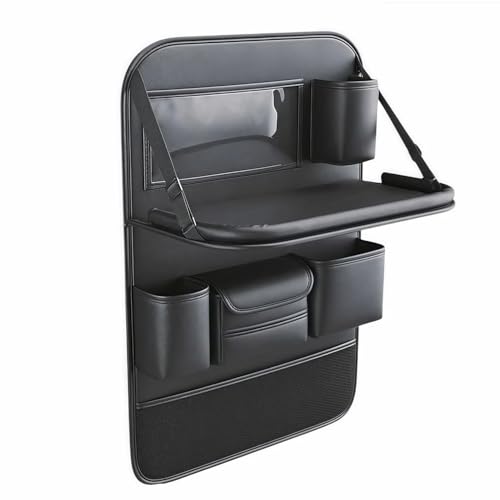 GTUAN Leather Car Seat Back Organizer for VW Touareg/Cross Touran/Transporter, Back Seat Storage Bag with Table Holder, Multi Pocket Storage Holder Bag, Car Travel Accessories,1pcs