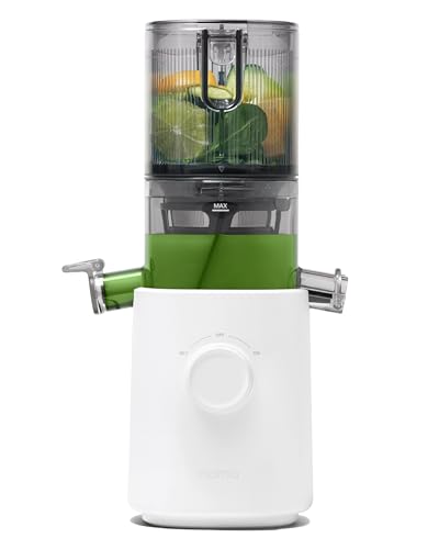 Nama J3 Compact Cold Press Juicer – Space Saving & Self Feeding for Hands-Free Operation – Lightweight, Portable Zero Waste Slow Masticating Juicer – Easy Cleanup & Assembly - White