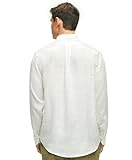 Brooks Brothers Men's Regular Fit Irish Linen Long Sleeve Sport Shirt, White, Medium