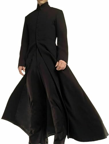 Darkrock Neo Matrix Heavy Duty Cotton Keanu Reeves Black Gothic Cosplay Trench Coat (as1, alpha, s, regular, regular)