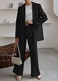 KIRUNDO Women's 2 Piece Outfits Casual Blazer Jackets and High Waist Wide Leg Pant Suits for Women Dressy Business Casual Outfits Work Set(Black, Medium)