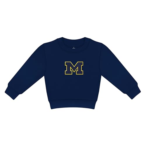 Creative Knitwear Michigan Wolverines Toddler Unisex Navy Solid Long Sleeve Crew Neck Sweatshirt Embroidered Logo - Size 4T