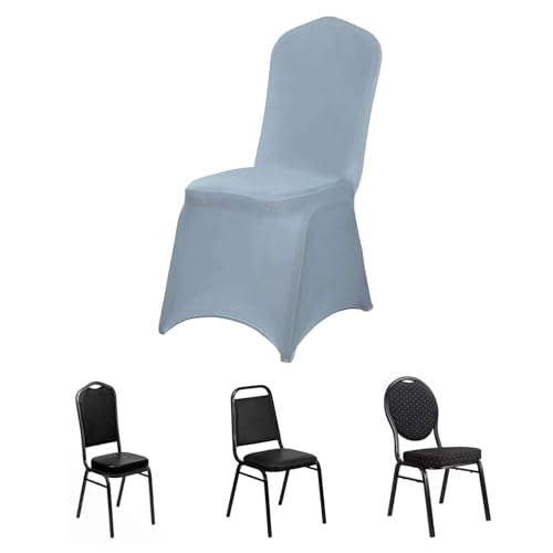 Efavormart 100 PCS Dusty Blue Stretchy Spandex Fitted Banquet Chair Cover Dinning Event Slipcover for Wedding Party Banquet Catering