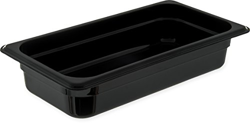 Carlisle FoodService Products Storplus High Heat Food Pan Steam Table Pan, Chafing Pan for Catering, Buffets, Restaurants, High Heat Plastic, 1/3 Size 2.5 Inches Deep, Black, (Pack of 6)