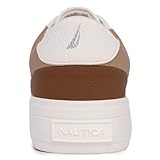 Nautica Women Fashion Sneaker Lace-Up Tennis Casual Shoes for Ladies-Grelle-White Taupe-Size 8.5