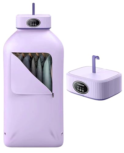 Portable Clothes Dryer, Foldable Dryers for Laundry 360°Effecient Drying, Compact Electric Cloth Drying Machine with Timer, Mini Secadora Portatil de Ropa for Travel Apartment RV Camping Home (Purple)
