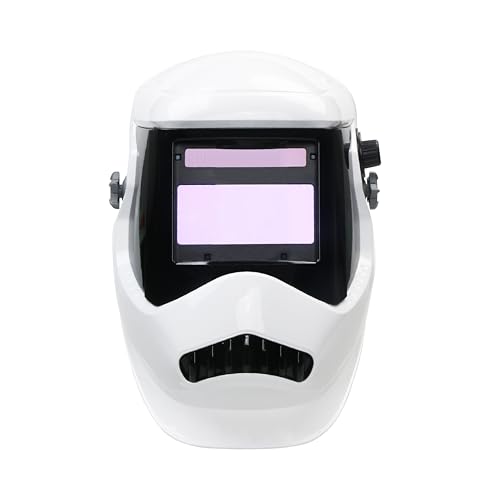 Koverflame Auto Darkening Welding Helmet: Solar Powered Lightweight White Welder - 4 Arc Sensor True Color for DIY Workshop Industrial TIG MIG Optical Class 1/1/1/2
