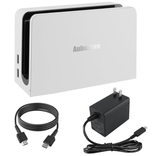 TV Dock Station for Nintendo Switch/Switch OLED with LAN Port,3-1 Switch Docking Station Set for TV with 1080P HDMI Cable and AC Adapter,TV Base Charging Dock Station for Nintendo Switch/OLED (White)