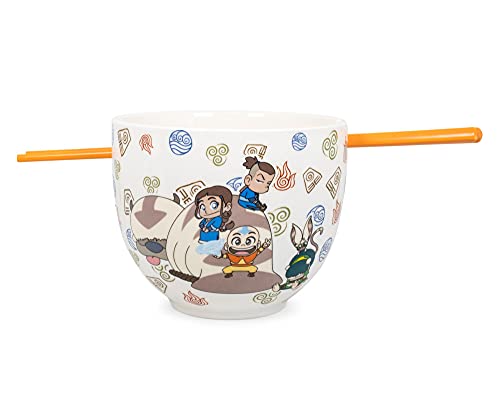 Surreal Entertainment Avatar: The Last Airbender Japanese Ceramic Dinnerware Set | Includes 18-Ounce Ramen Bowl and Ceramic Chopsticks | Asian Food Dish Set For Home Kitchen